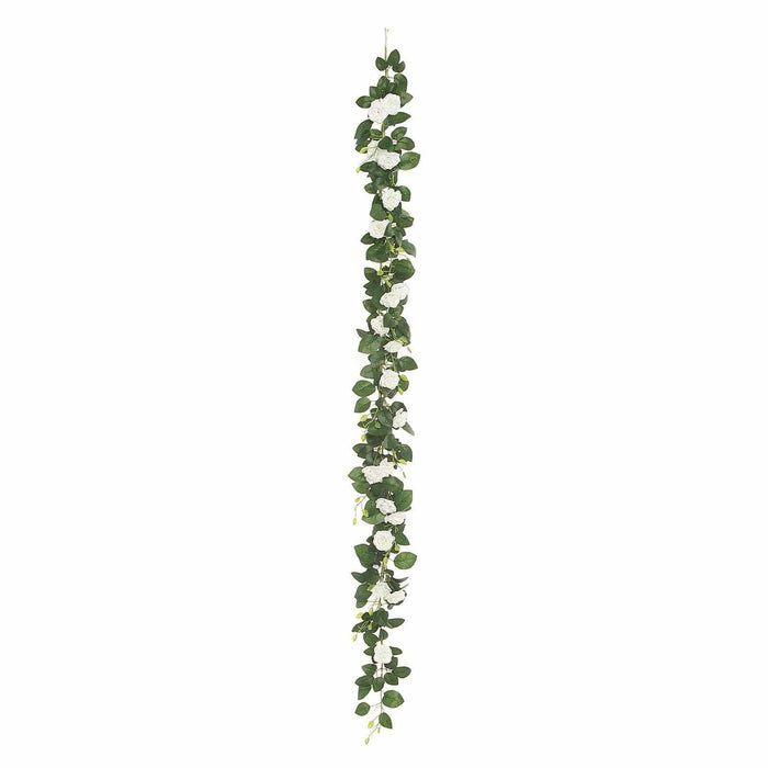 6 ft long 20 Silk Rose Flowers Garland with Leaves and Bendable Wire Vines