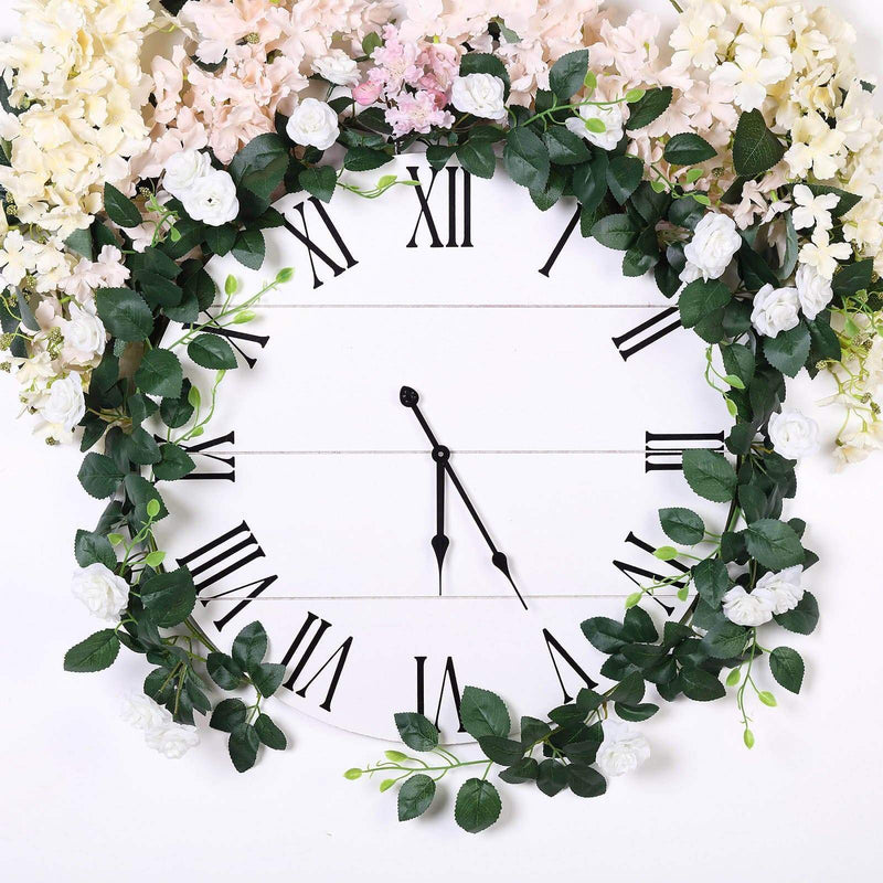 6 ft long 20 Silk Rose Flowers Garland with Leaves and Bendable Wire Vines