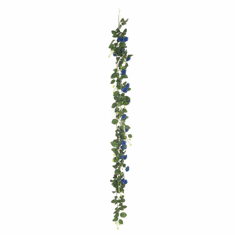 6 ft long 20 Silk Rose Flowers Garland with Leaves and Bendable Wire Vines