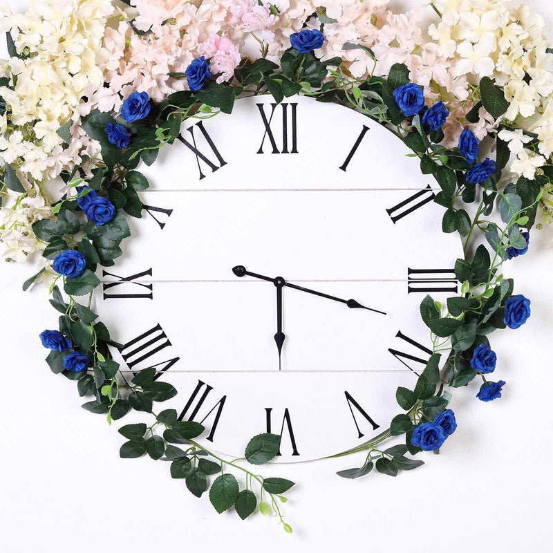 6 ft long 20 Silk Rose Flowers Garland with Leaves and Bendable Wire Vines