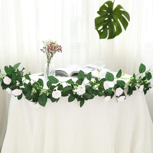 6 ft long 20 Silk Rose Flowers Garland with Leaves and Bendable Wire Vines ARTI_GRLD_RS03_046