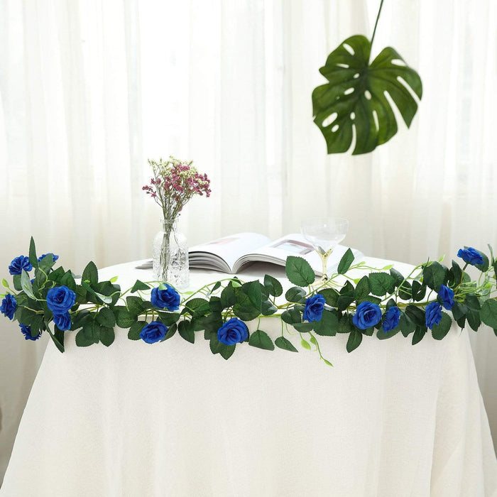 6 ft long 20 Silk Rose Flowers Garland with Leaves and Bendable Wire Vines ARTI_GRLD_RS03_ROY