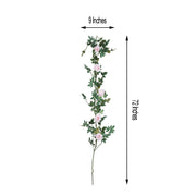 6 ft long 5 Silk Rose Flowers Garland with Leaves and Bendable Wire Vines