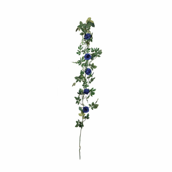 6 ft long 5 Silk Rose Flowers Garland with Leaves and Bendable Wire Vines ARTI_GRLD_RS02_ROY