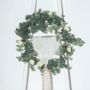 6 ft long Artificial Eucalyptus Foliage Garlands with Silk Roses - Frosted Green and Ivory ARTI_GLND_GRN016