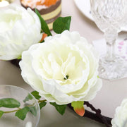 6 ft long Silk Peony Flowers Garland with Leaves and Bendable Wire Vines