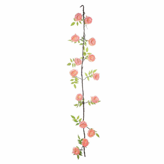 6 ft long Silk Peony Flowers Garland with Leaves and Bendable Wire Vines ARTI_GRLD_PEY01_046