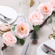 6 ft long Silk Rose Garland with Leaves and Bendable Wire Vines