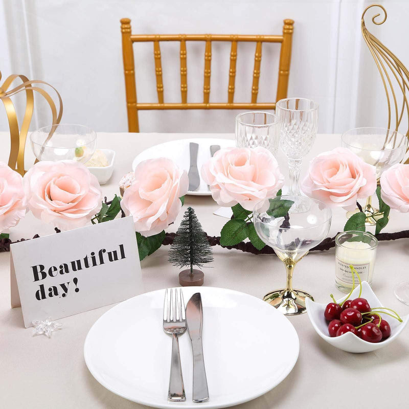 6 ft long Silk Rose Garland with Leaves and Bendable Wire Vines