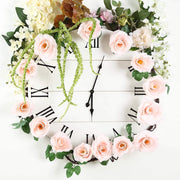 6 ft long Silk Rose Garland with Leaves and Bendable Wire Vines