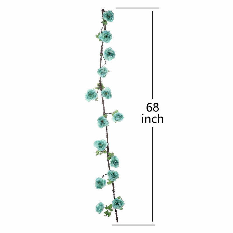 6 ft long Silk Rose Garland with Leaves and Bendable Wire Vines