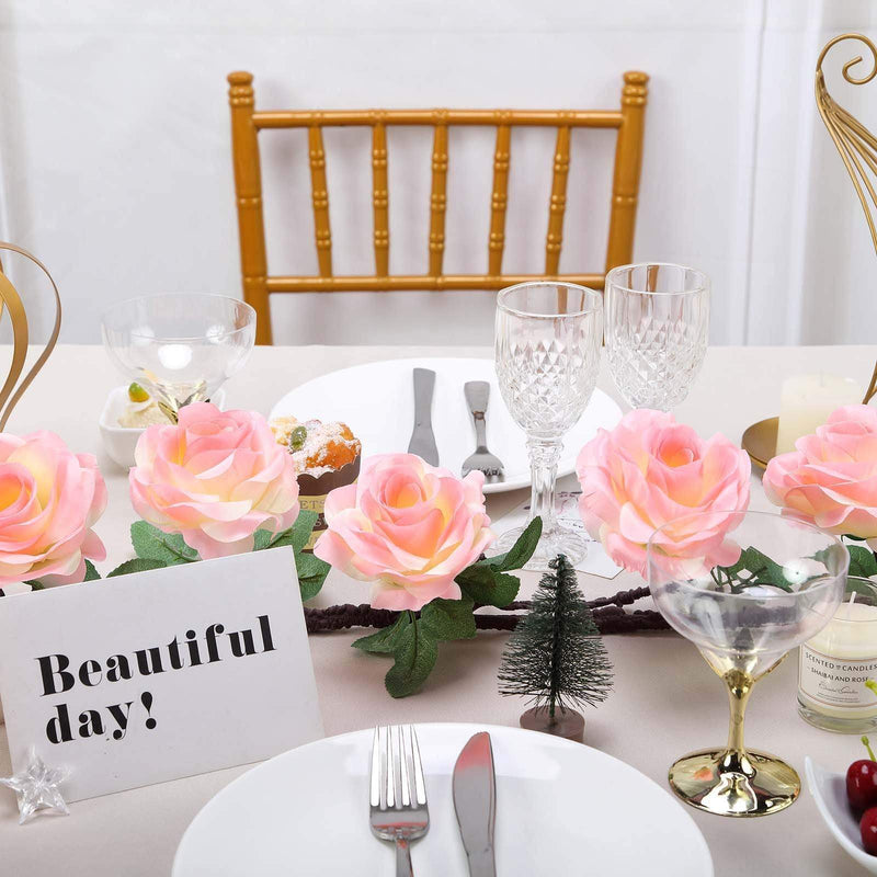 6 ft long Silk Rose Garland with Leaves and Bendable Wire Vines