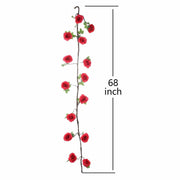 6 ft long Silk Rose Garland with Leaves and Bendable Wire Vines