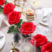 6 ft long Silk Rose Garland with Leaves and Bendable Wire Vines