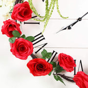 6 ft long Silk Rose Garland with Leaves and Bendable Wire Vines