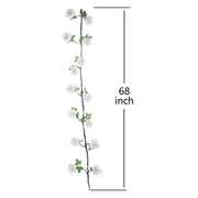 6 ft long Silk Rose Garland with Leaves and Bendable Wire Vines