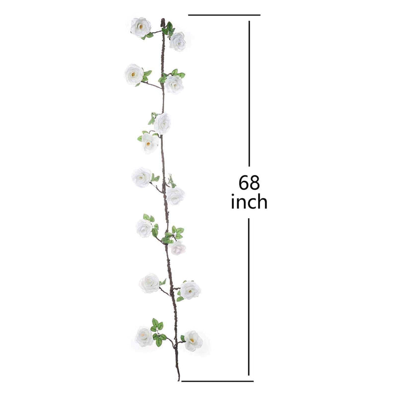 6 ft long Silk Rose Garland with Leaves and Bendable Wire Vines