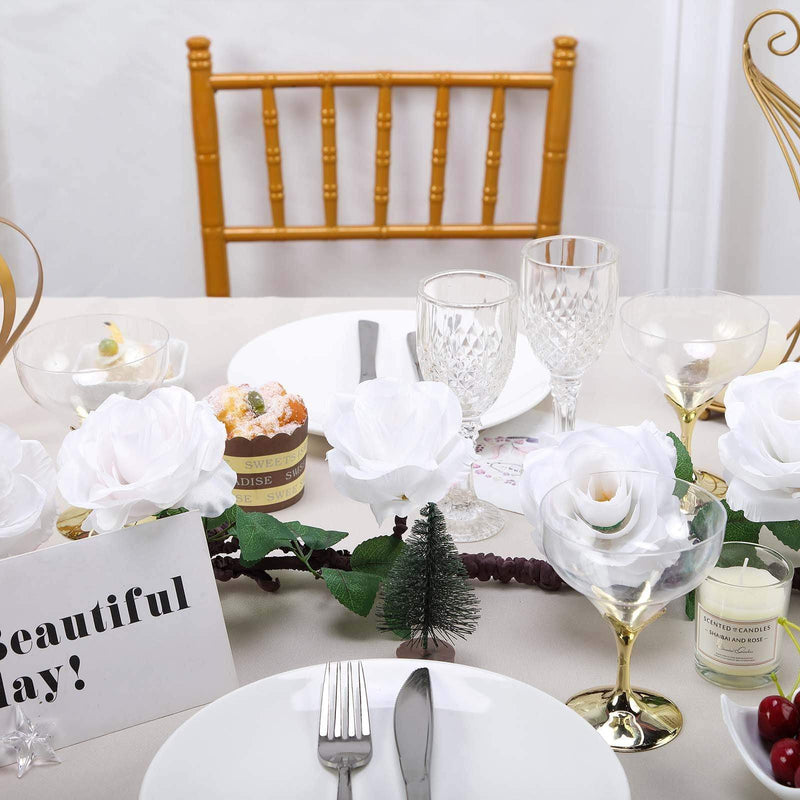 6 ft long Silk Rose Garland with Leaves and Bendable Wire Vines