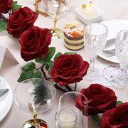 6 ft long Silk Rose Garland with Leaves and Bendable Wire Vines