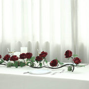 6 ft long Silk Rose Garland with Leaves and Bendable Wire Vines