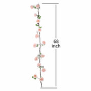 6 ft long Silk Rose Garland with Leaves and Bendable Wire Vines