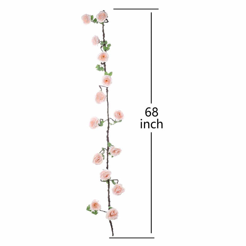 6 ft long Silk Rose Garland with Leaves and Bendable Wire Vines