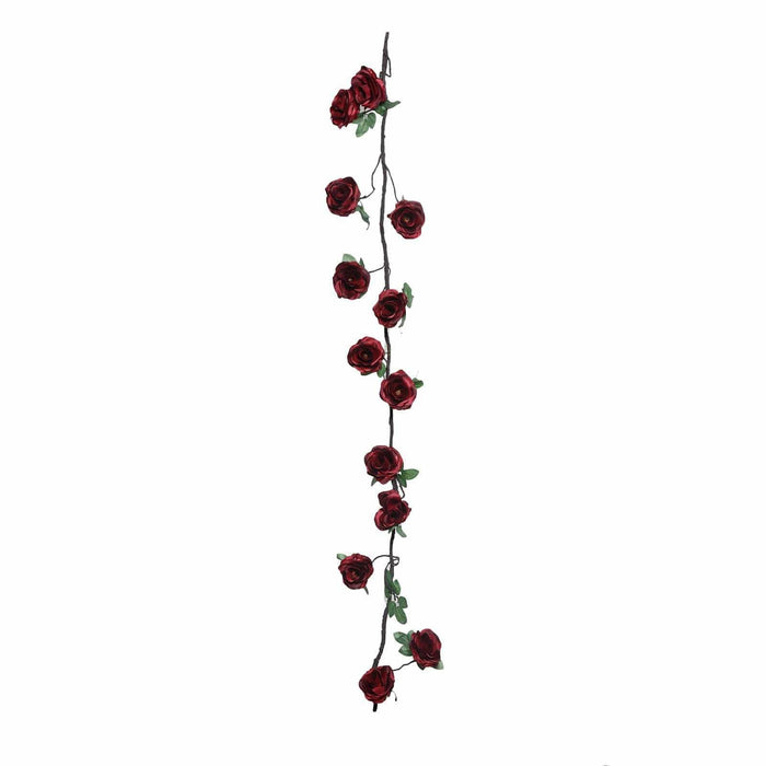 6 ft long Silk Rose Garland with Leaves and Bendable Wire Vines ARTI_GRLD_RS01_059