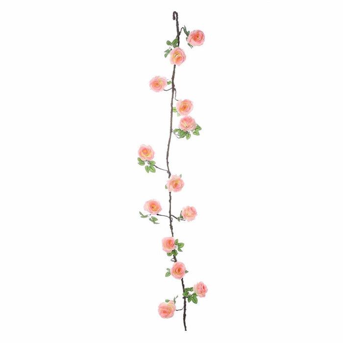 6 ft long Silk Rose Garland with Leaves and Bendable Wire Vines ARTI_GRLD_RS01_PINK