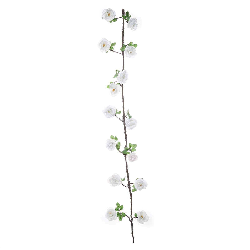 6 ft long Silk Rose Garland with Leaves and Bendable Wire Vines ARTI_GRLD_RS01_WHT