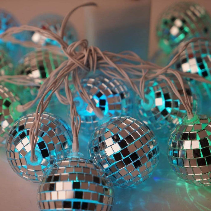 6 ft long with 15 2" wide LED Disco Mirror Balls Garland - Assorted Lights LEDSTR17_ASST