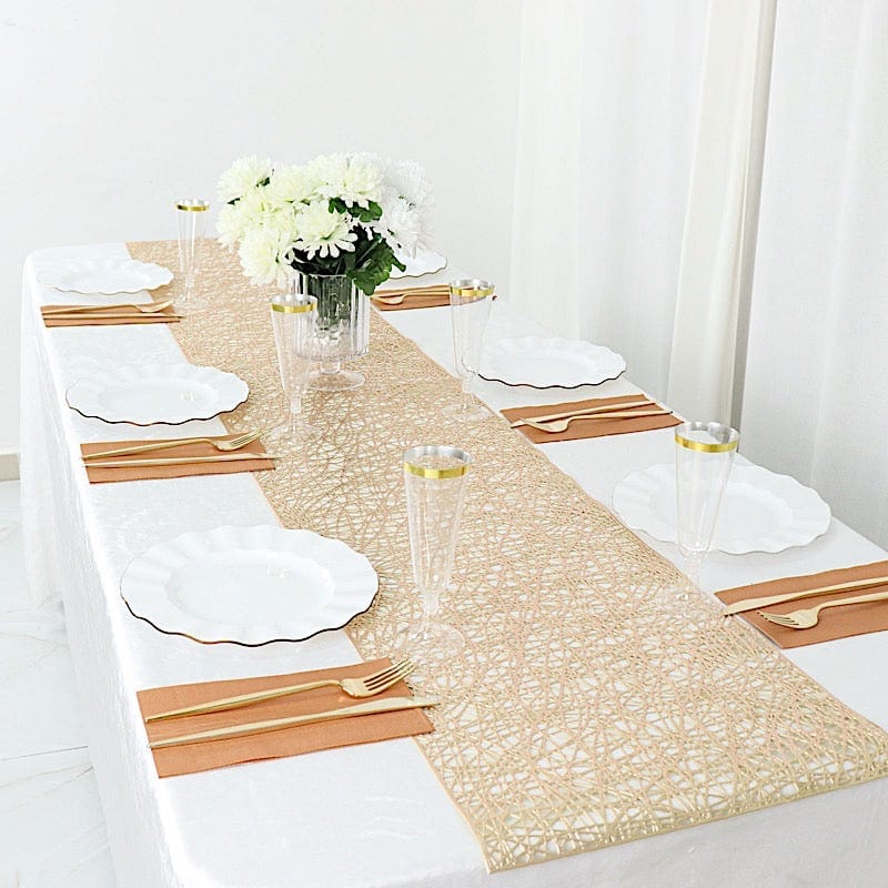6 ft Metallic Reversible Woven Plastic Woven Vinyl Table Runner