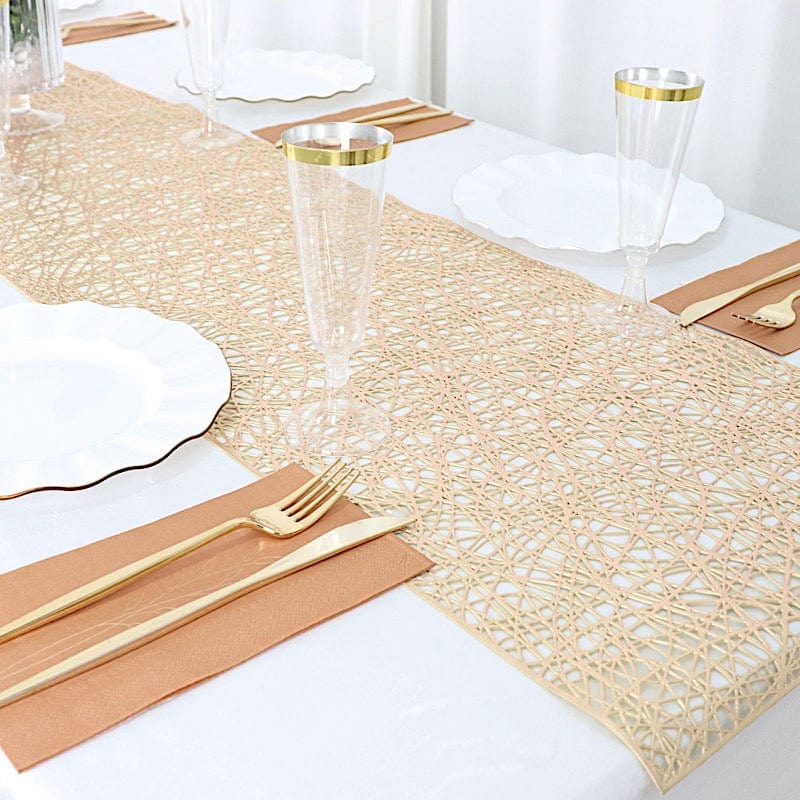 6 ft Metallic Reversible Woven Plastic Woven Vinyl Table Runner