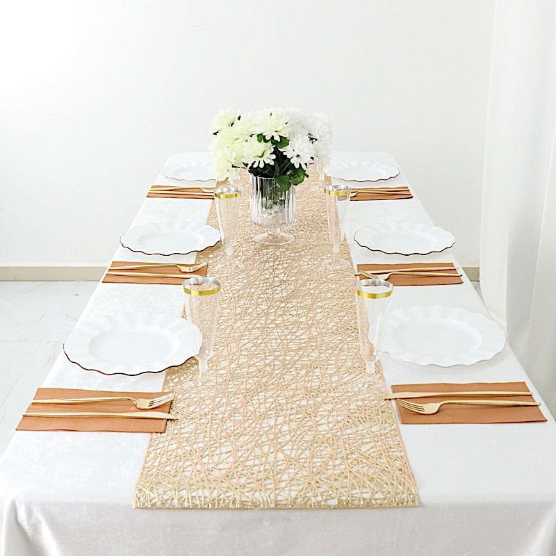 6 ft Metallic Reversible Woven Plastic Woven Vinyl Table Runner RUN_VIN09_6_054