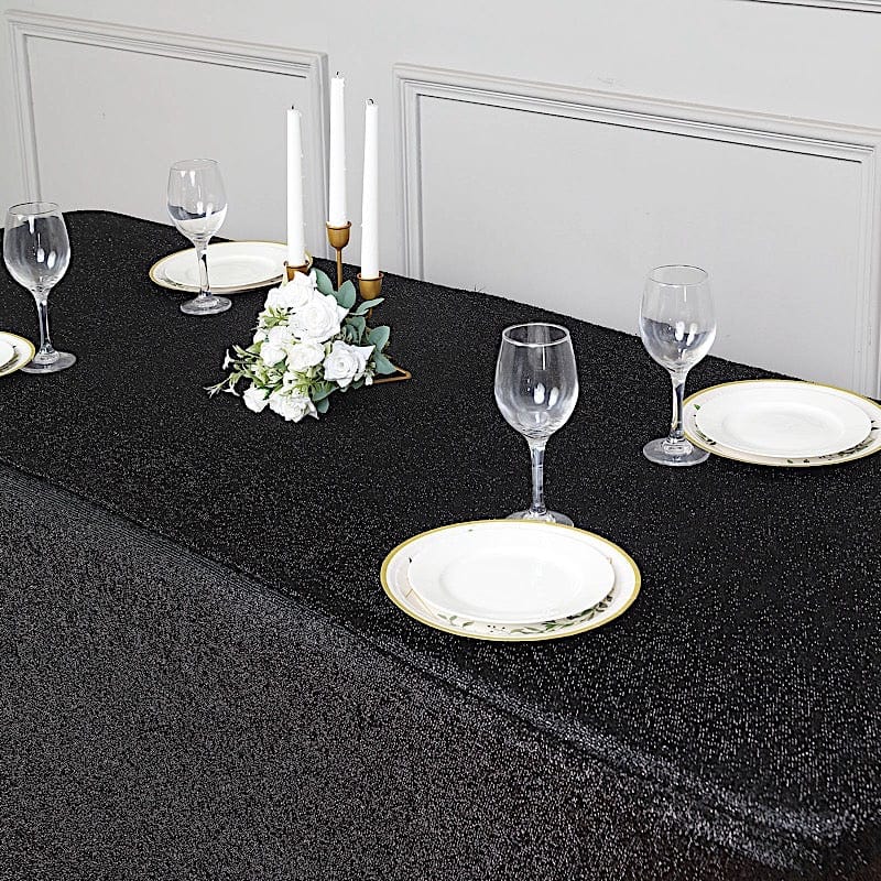 6 ft Rectangular Fitted Tablecloth Metallic Tinsel Spandex Table Cover