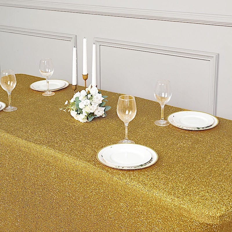 6 ft Rectangular Fitted Tablecloth Metallic Tinsel Spandex Table Cover