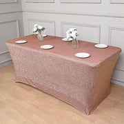 6 ft Rectangular Fitted Tablecloth Metallic Tinsel Spandex Table Cover