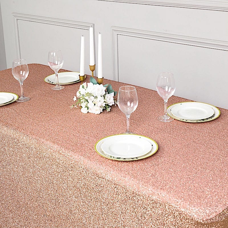 6 ft Rectangular Fitted Tablecloth Metallic Tinsel Spandex Table Cover