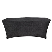 6 ft Rectangular Fitted Tablecloth Metallic Tinsel Spandex Table Cover TAB_REC_SPX6FT_23A_BLK