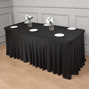 6 ft Wavy Rectangular Fitted Tablecloth Premium Spandex Table Cover