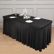6 ft Wavy Rectangular Fitted Tablecloth Premium Spandex Table Cover