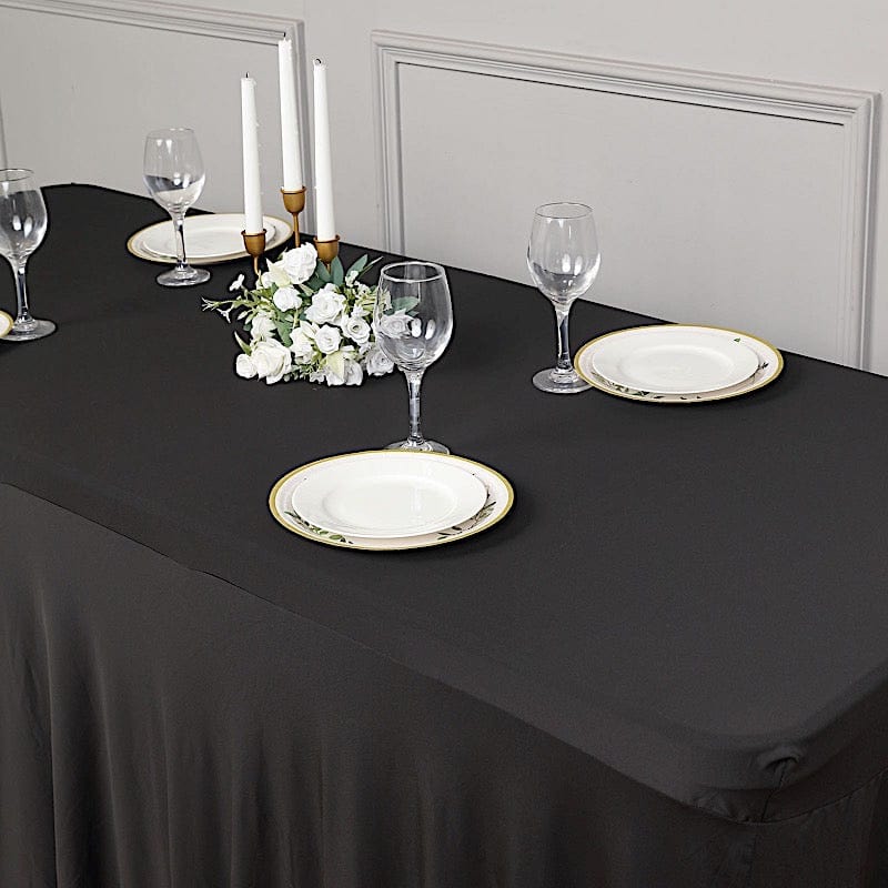 6 ft Wavy Rectangular Fitted Tablecloth Premium Spandex Table Cover