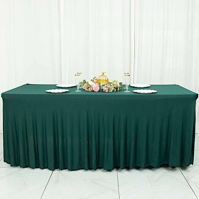 6 ft Wavy Rectangular Fitted Tablecloth Premium Spandex Table Cover