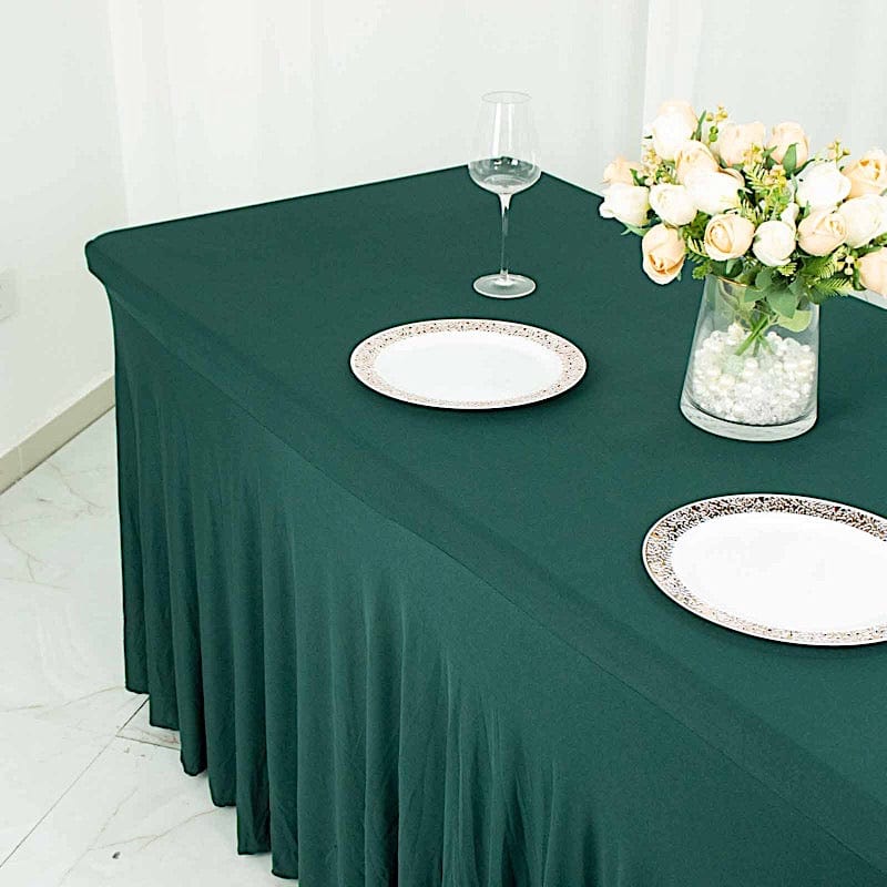 6 ft Wavy Rectangular Fitted Tablecloth Premium Spandex Table Cover