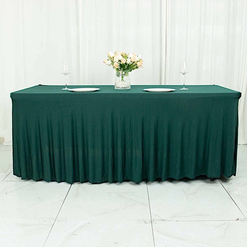 6 ft Wavy Rectangular Fitted Tablecloth Premium Spandex Table Cover