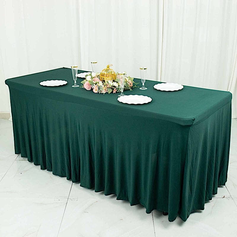 6 ft Wavy Rectangular Fitted Tablecloth Premium Spandex Table Cover