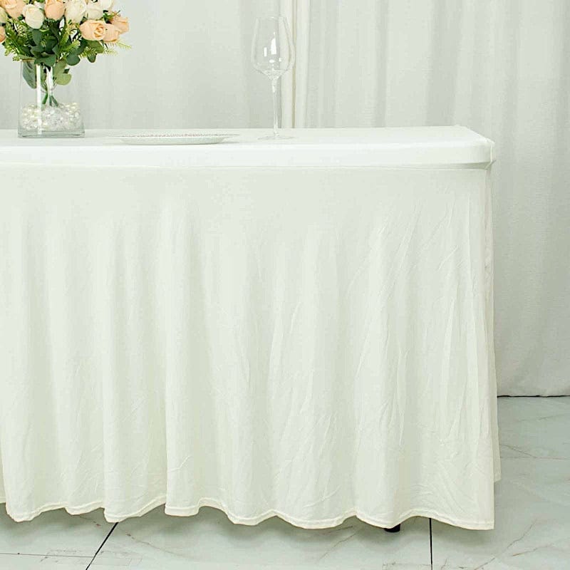 6 ft Wavy Rectangular Fitted Tablecloth Premium Spandex Table Cover