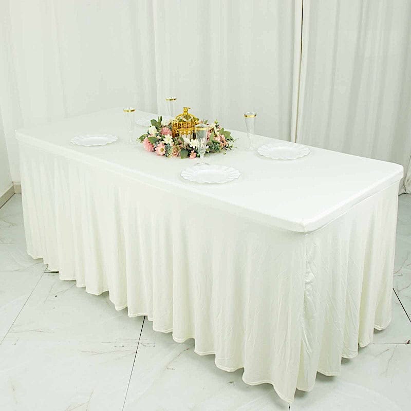 6 ft Wavy Rectangular Fitted Tablecloth Premium Spandex Table Cover