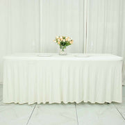 6 ft Wavy Rectangular Fitted Tablecloth Premium Spandex Table Cover
