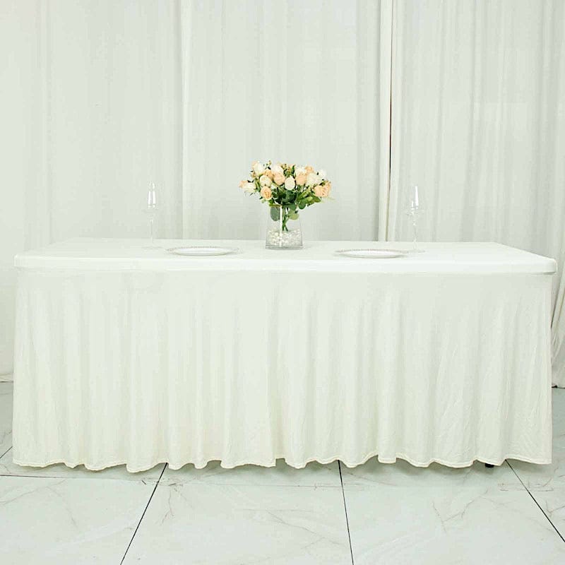 6 ft Wavy Rectangular Fitted Tablecloth Premium Spandex Table Cover