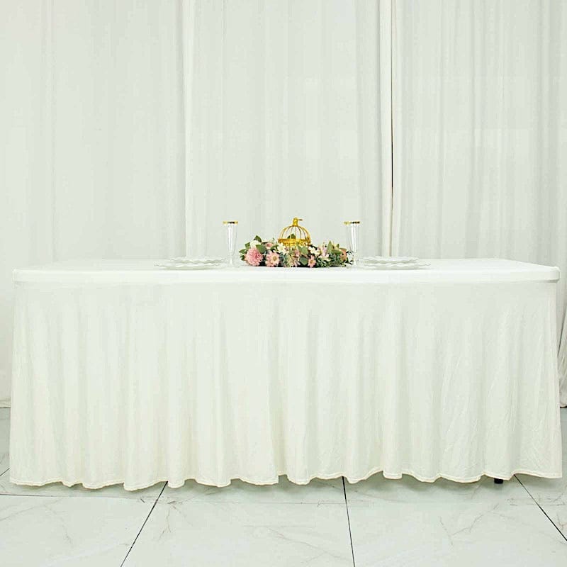 6 ft Wavy Rectangular Fitted Tablecloth Premium Spandex Table Cover